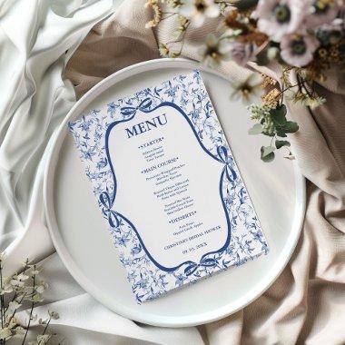 Blue Toile de jouy Tea Party  party Menu