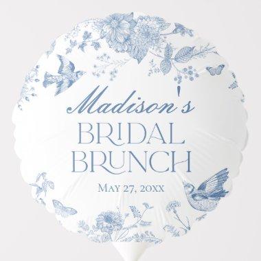 Blue Toile De Jouy Vintage Floral Bridal Brunch Balloon