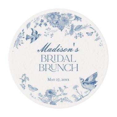 Blue Toile De Jouy Vintage Floral Bridal Brunch Edible Frosting Rounds