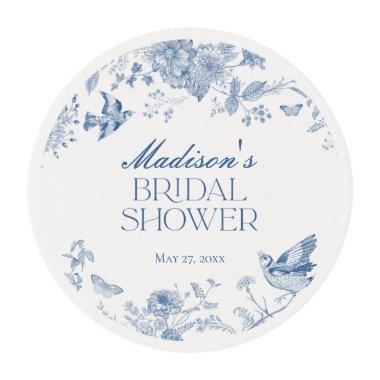 Blue Toile De Jouy Vintage Floral  Edible Frosting Rounds