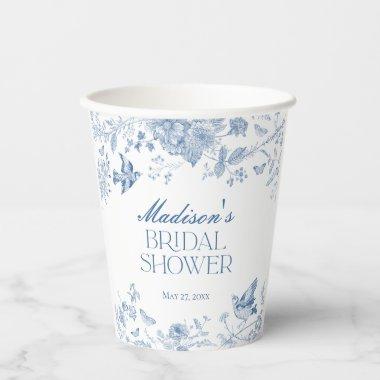 Blue Toile De Jouy Vintage Floral  Paper Cups