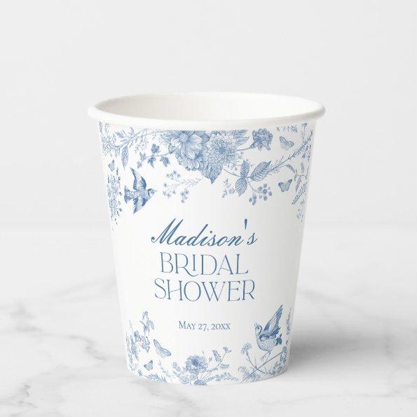 Blue Toile De Jouy Vintage Floral  Paper Cups