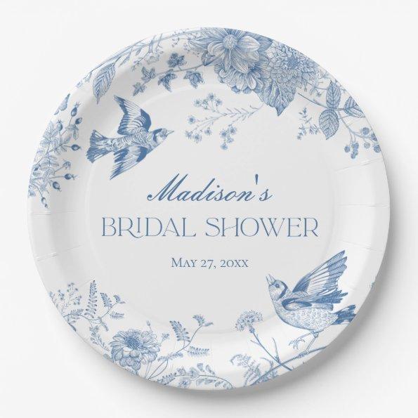 Blue Toile De Jouy Vintage Floral  Paper Plates