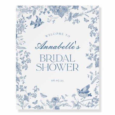 Blue Toile Jouy Floral  Welcome Sign