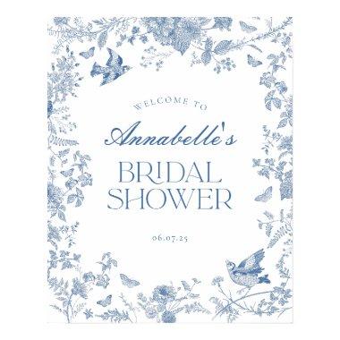 Blue Toile Jouy Floral  Welcome Sign