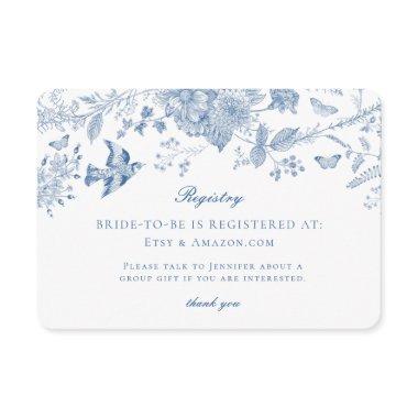 Blue Toile Jouy Registry  Invitation Insert