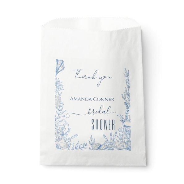 Blue toile ocean themed  Favor Bags
