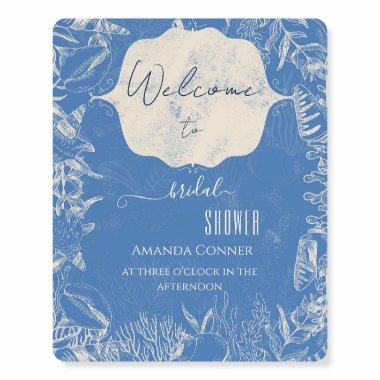 Blue toile ocean themed  Welcome Foam Board