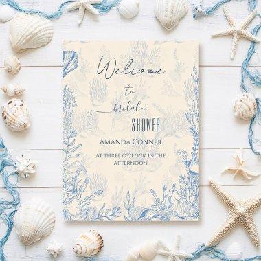 Blue toile ocean themed  Welcome Foam Board