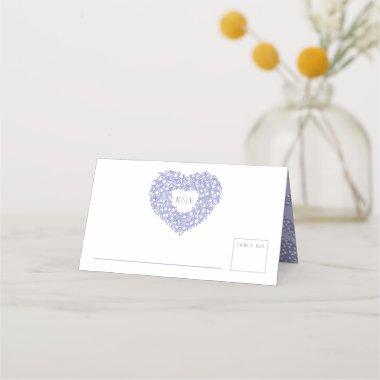 Blue tulip heart drawing monogram wedding place Invitations