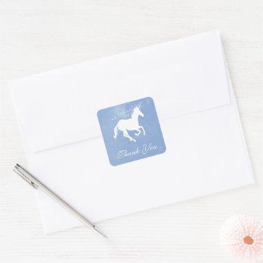 Blue Unicorn Thank You Stickers