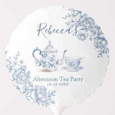 Blue Victorian Garden Bridal Shower Tea Balloon