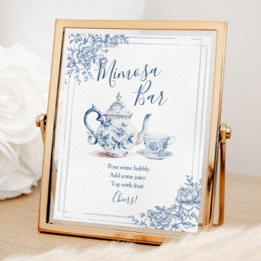 Blue Victorian Garden Bridal Shower Tea Mimosa Bar Poster