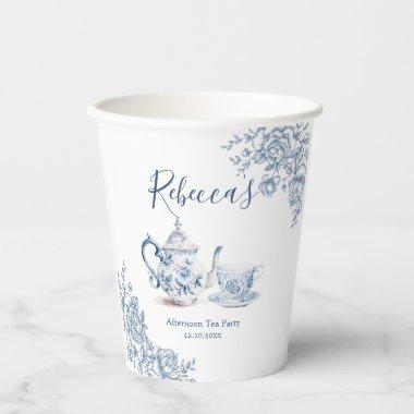 Blue Victorian Garden Bridal Shower Tea Paper Cups