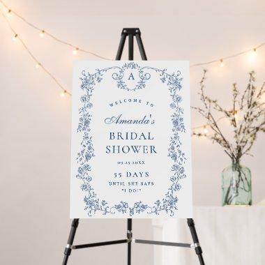 Blue Victorian Ornate Floral  Foam Board