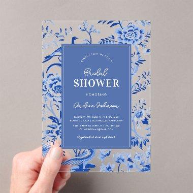 Blue Vintage Chinoiserie Transparent  Acrylic