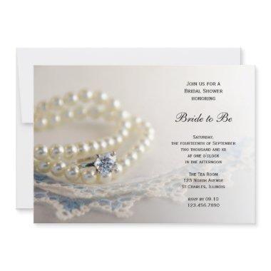 Blue Vintage Lace, Pearls and Ring