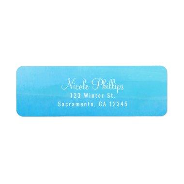 Blue Watercolor Beach Tropical Wedding  Label