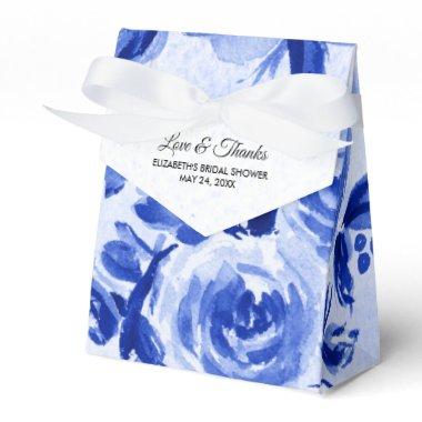 Blue Watercolor Floral Bridal Shower Favor Boxes