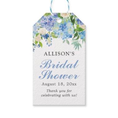 Blue Watercolor Floral Bridal Shower Gift Tags