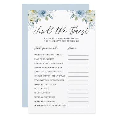 Blue Watercolor Floral Find the Guest Shower Game