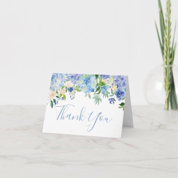 Blue Watercolor Floral Thank You Note Invitations