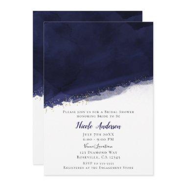 Blue Watercolor Gold Modern Chic
