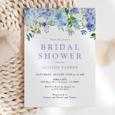 Blue Watercolor hydrangea Bridal Shower Invitations