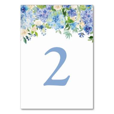 Blue Watercolor hydrangea Shower Table Numbers