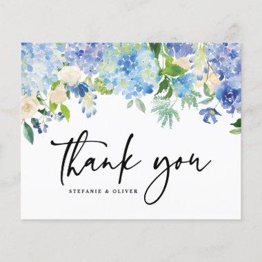 Blue Watercolor Hydrangea Winter Thank You Invitations