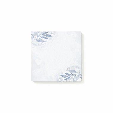 Blue Watercolor Leaves Flowers Botanical Wedding Post-it Notes