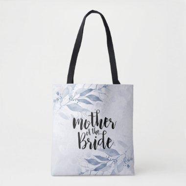 Blue Watercolor Leaves Wedding Mother of the Bride Tote Bag