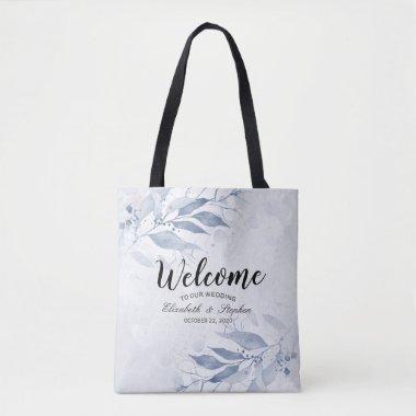 Blue Watercolor Leaves Wedding Welcome Gift Bags