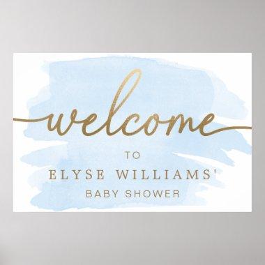 Blue Watercolour Gold Welcome Sign