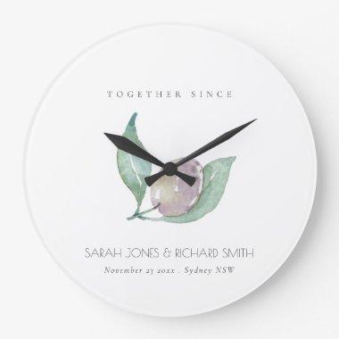 BLUE WATERCOLOUR OLIVE SAVE THE DATE WEDDING GIFT LARGE CLOCK
