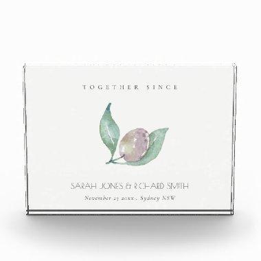 BLUE WATERCOLOUR OLIVE SAVE THE DATE WEDDING GIFT PHOTO BLOCK