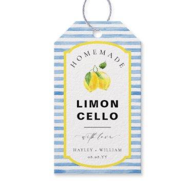 Blue Watercolour Stripe Limoncello Favor Gift Tags
