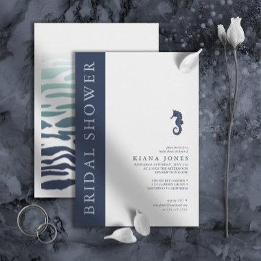 Blue Wave Seahorse Wedding Bridal Shower ID836 Invitations