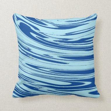 Blue Waves Blue Abstract Nautical Gift Favor Throw Pillow
