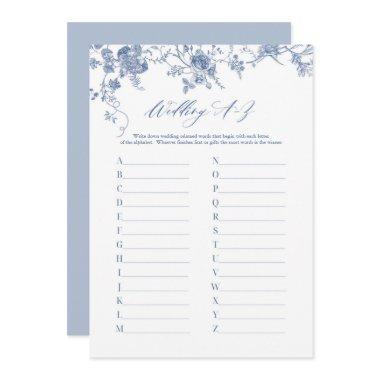 Blue Wedding A-Z Alphabet Bridal Shower Game Invitations