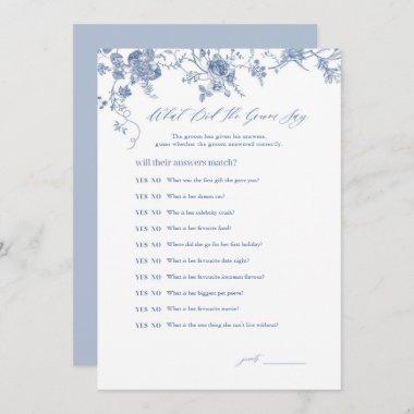 Blue What Did The Groom Say Bridal Game Invitations