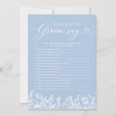 Blue What Did The Groom Say Bridal Shower Game Invitations