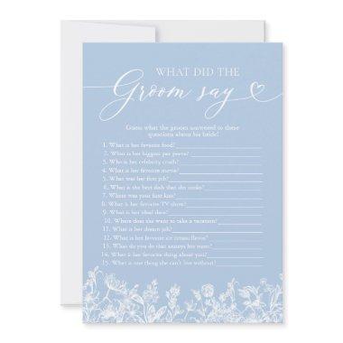 Blue What Did The Groom Say Bridal Shower Game Invitations