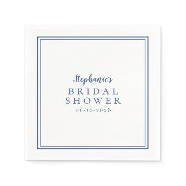 Blue White Bridal Shower Wedding Simple Modern Napkins