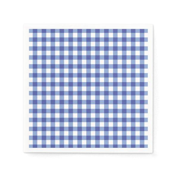 Blue & White Checkered Gingham Squares OZ Party Napkins