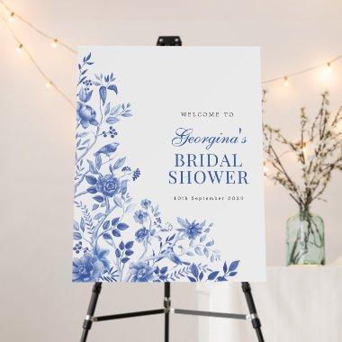 Blue White Chinoiserie Bridal Shower Welcome Foam Board