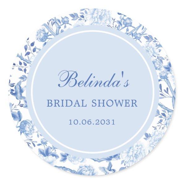 Blue White Chinoiserie Floral  Classic Round Sticker