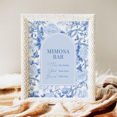 Blue White Chinoiserie Mimosa Bar Wedding Sign