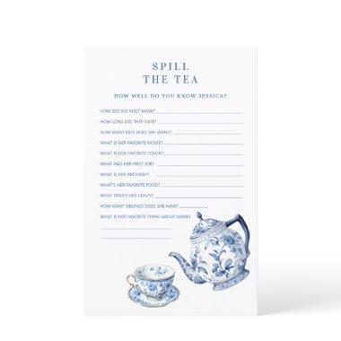 Blue & White Chinoiserie Spill the Tea Shower Game