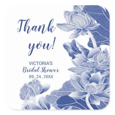 Blue White Chinoiserie Thank You Square Sticker